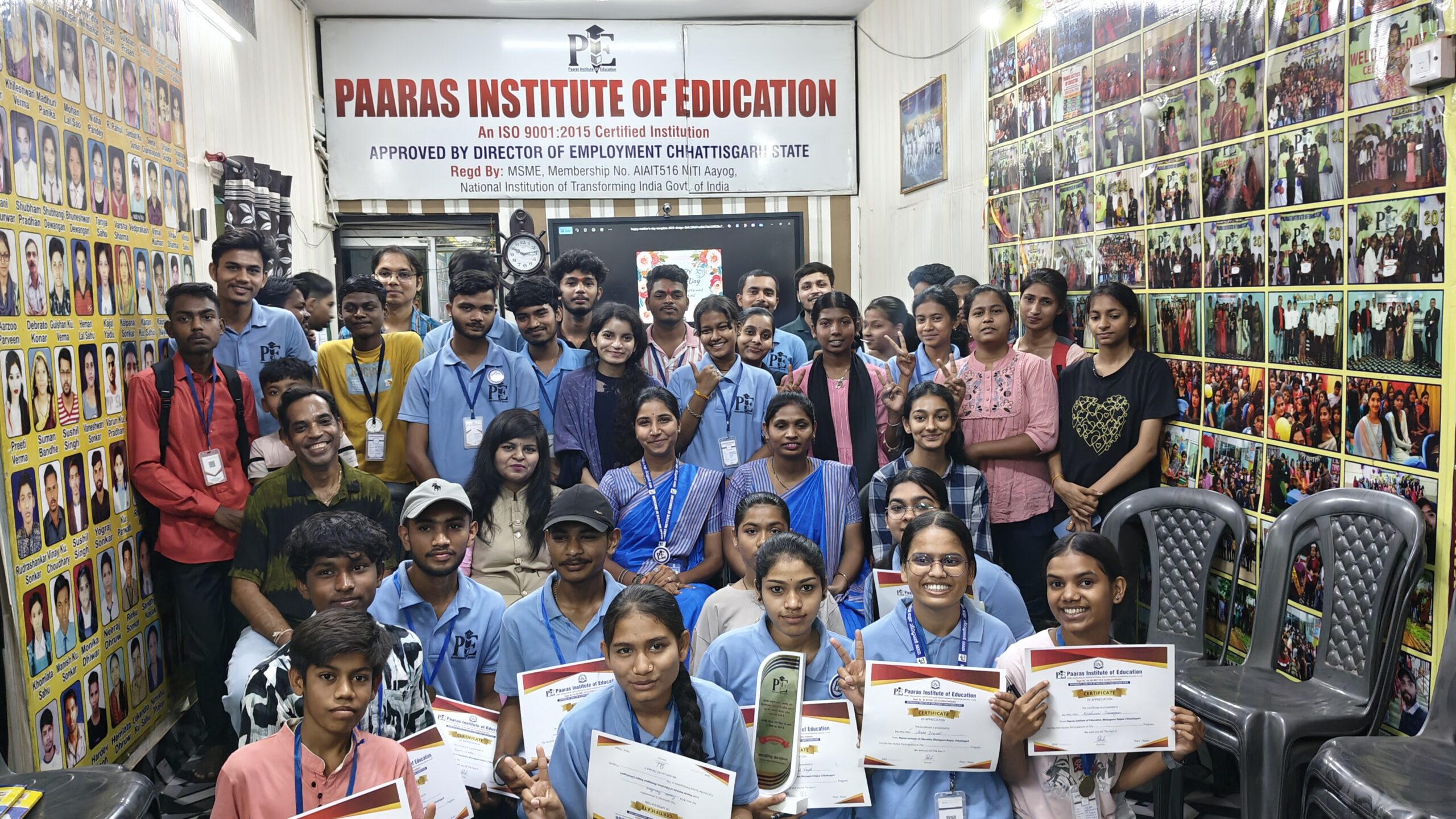 Students learning computer courses at Paaras Institute of Education with practical classroom training