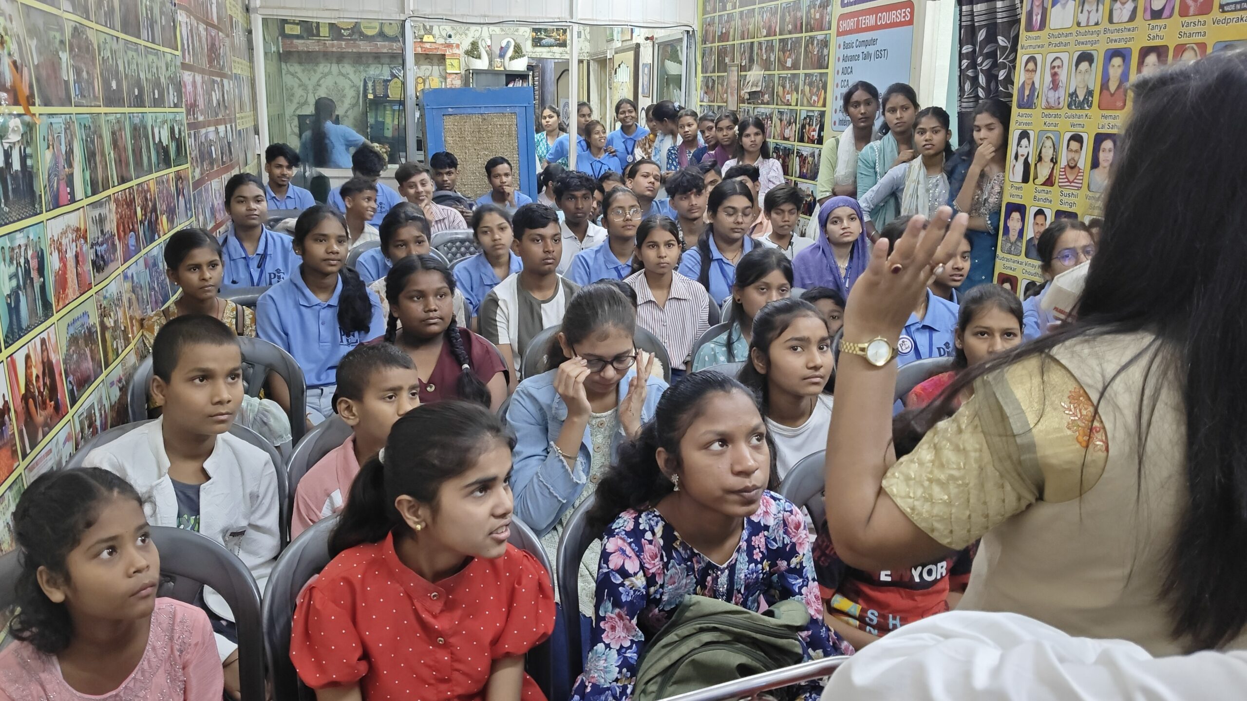 Students learning computer courses at Paaras Institute of Education with practical classroom training