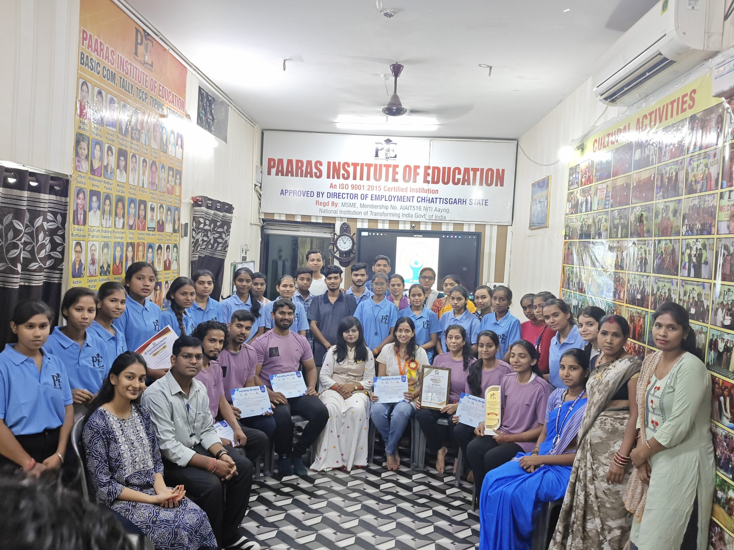 Students learning computer courses at Paaras Institute of Education with practical classroom training